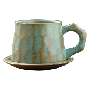 Cross-border Ceramic Coffee Cup Set Japanese Style Retro High-end Restaurant Milk Cup Milk Tea Shop Cup and Saucer Stoneware Tea Set