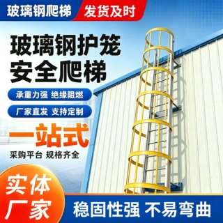 玻璃钢爬梯户外绝缘直梯简易平台检修直梯玻璃钢登高直梯工程梯