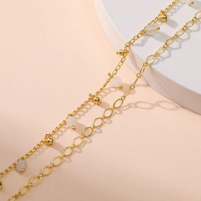 Neues 18k Echtes Gold Weißer Zirkon Mehrschichtiges Verstellbares Armband Großhandel Nihaojewelry display picture 6