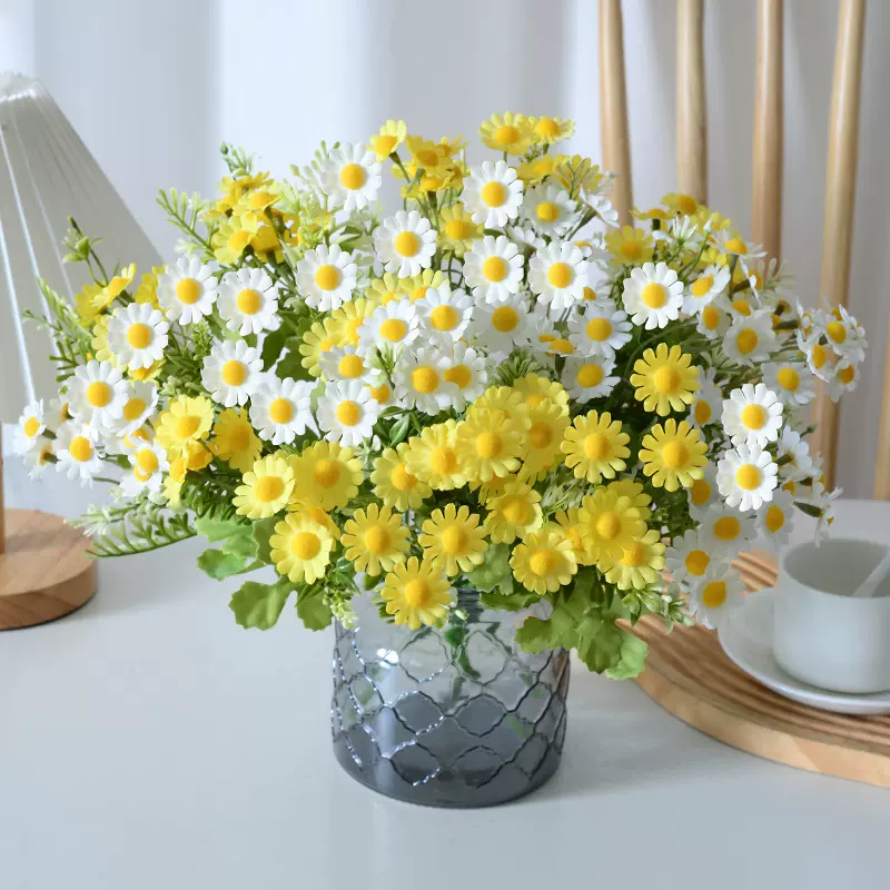 把束洋甘菊仿真花欧式餐桌小雏菊假花居家装饰小野菊绢花假花批发