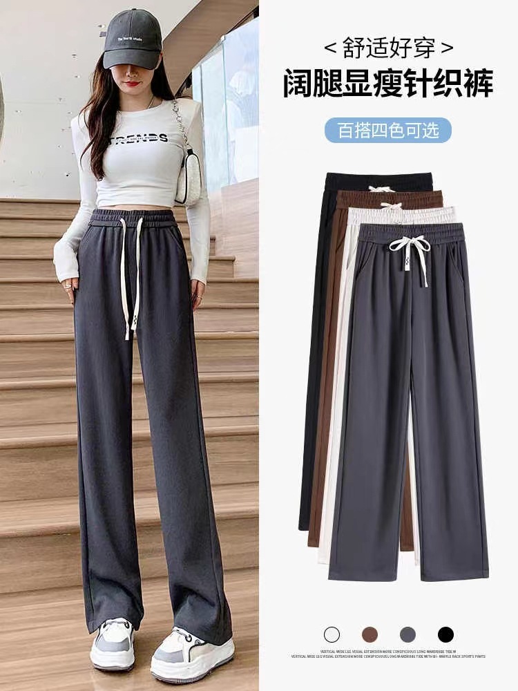 Pantalón de punto tiro alto gris