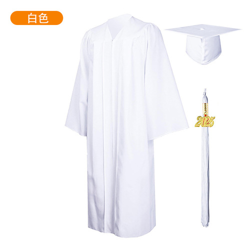 2025 New Woven Academic Gown American Style Adult Graduation Dress University Degree Dress Set Graduation Robe Academic Attire