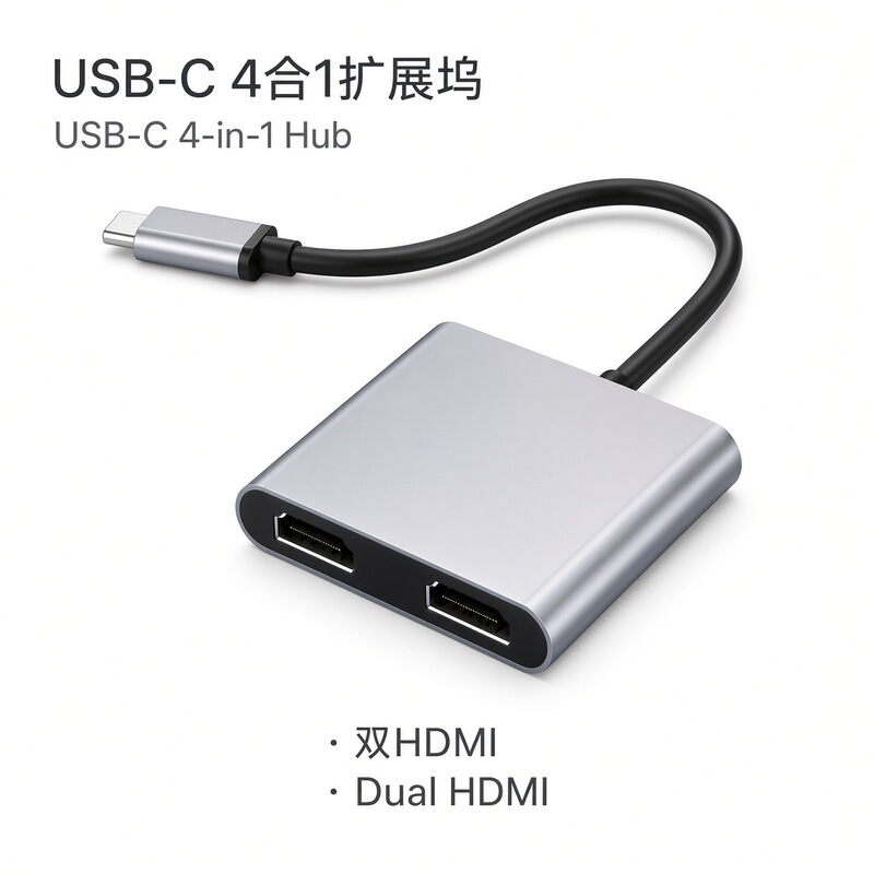 MacBook Dual-Screen USB Hub Type-C to Dual Hdtv/Usb 3.0/Pd Docking Station Dual HDMI