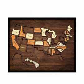 新款家居旅游 Wooden USA Travel Map Puzzle 地图拼图装饰