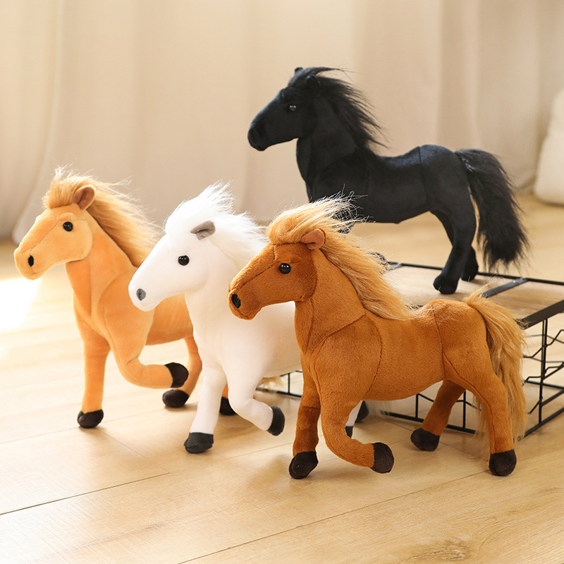 Cross-border in stock simulation horse doll plush toy white horse black horse brown horse Christmas gift sofa furniture decoration