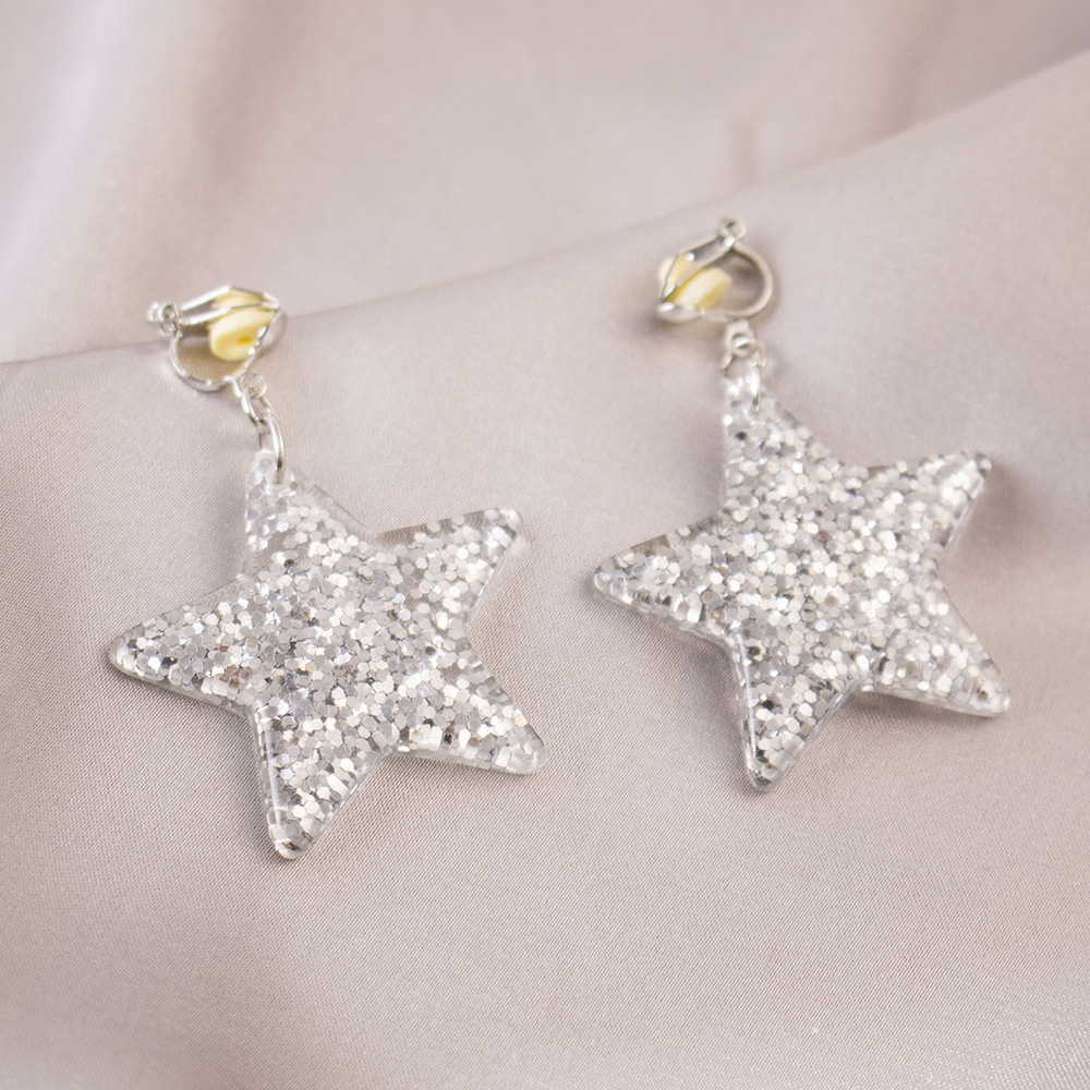 Pendientes de estrella de diamantes de moda de lujo ligero, sin orejas perforadas, pendientes de nicho europeos y americanos de alta gama, pendientes de estrella de cinco puntas individuales para mujer