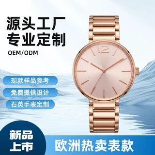 watches外贸手表玫瑰金简约时尚欧美风钢带石英女表商务礼品