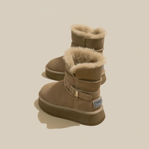 Insulated warm mouth thick sole mid-calf snow boots for women 2025 winter new plush lined thick padded Northeast cotton shoes