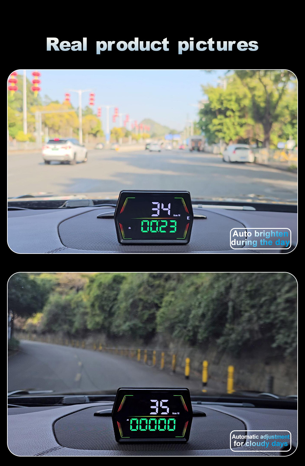 Universal car HUD head-up display, Beidou GPS vehicle speedometer, total mileage accumulation, high-definition head-up display
