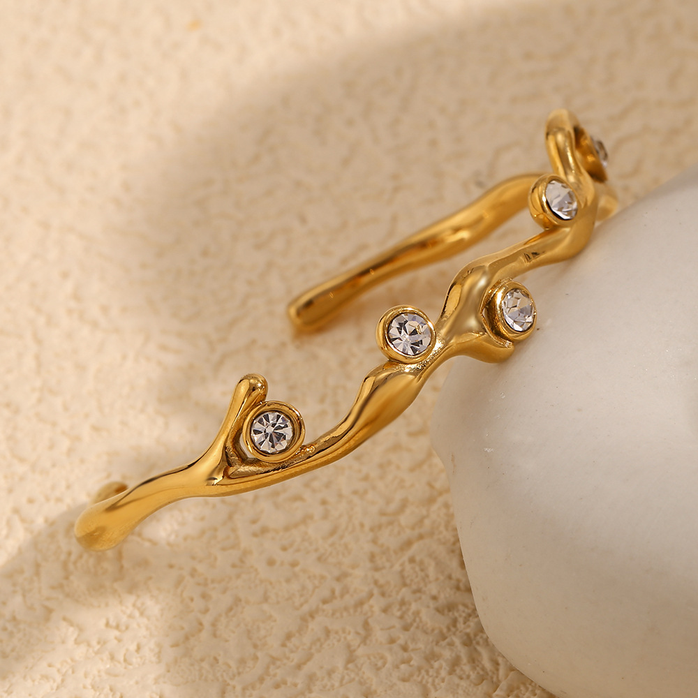 Stainless Steel Branch Color Diamond Bracelet