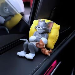 トムとジェリーの車の装飾品、かわいいトムとジェリーの漫画の手作り人形、小さな人形の装飾品、女性の車のインテリアアクセサリー