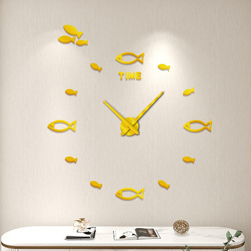 Reloj de pared DIY CLOCK para sala, espejo de gran tamaño, diseño de moda estereoscópico/caricatura, estilo nórdico