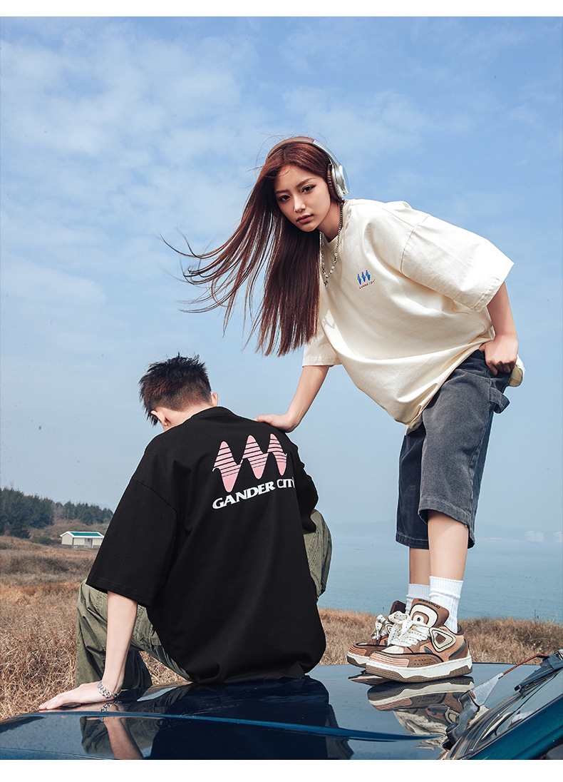 Damska odzież T-shirt z nadrukiem z krótkim rękawem Męska w tym samym stylu Letnia luźna modna marka T-shirt Q_voghion.com