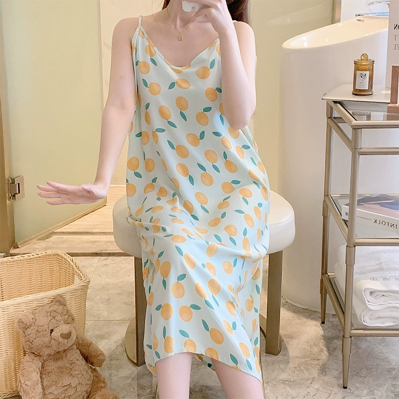 Мягкая шелковая ночная юбка женская летняя тонкая сексуальная одежда из искусственного хлопка