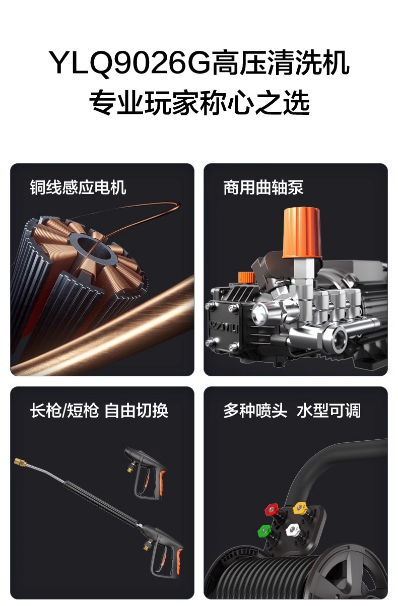 Yili Commercial High Pressure Car Washer 9022/9026 All Copper Motor Car Wash Farm Floor Wall Cleaning Machine