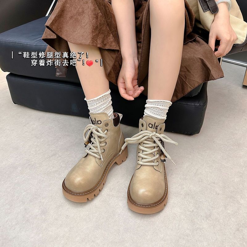牛皮版~真皮厚底短筒马丁靴女2025秋冬新款百搭时尚系带高帮短靴|undefined