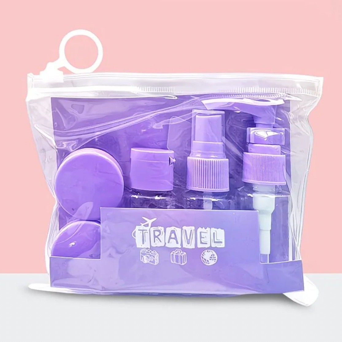 Juego de Botellas de Viaje 6 en 1 de PET y PP Portátil Reutilizable para Champú y Loción