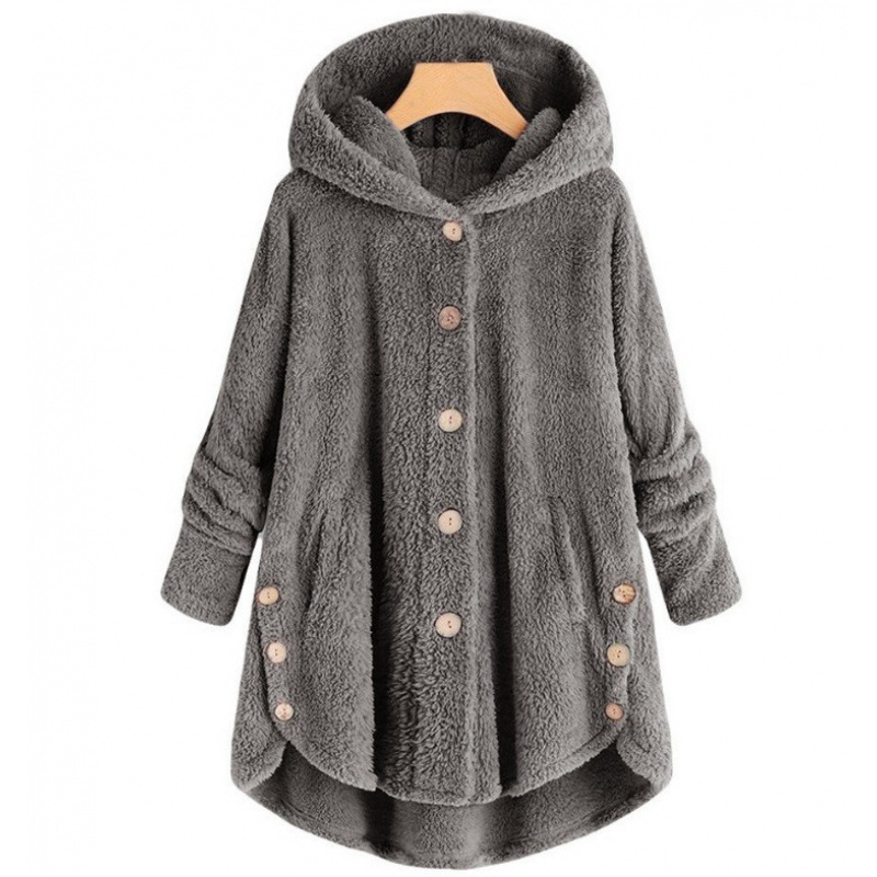 9804 Amazon eBay Moda Primavera 2020 Ropa de Mujer Estilo Europeo y Americano Chaqueta de Felpa con Botones Color Sólido Irregular image 10