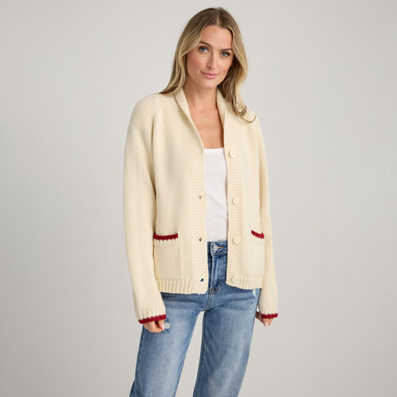 European and American 2024 Winter Sweater Women's Casual Commuter Single-breasted Cardigan Long-sleeved Shrimp Printed Knitted Cardigan Top