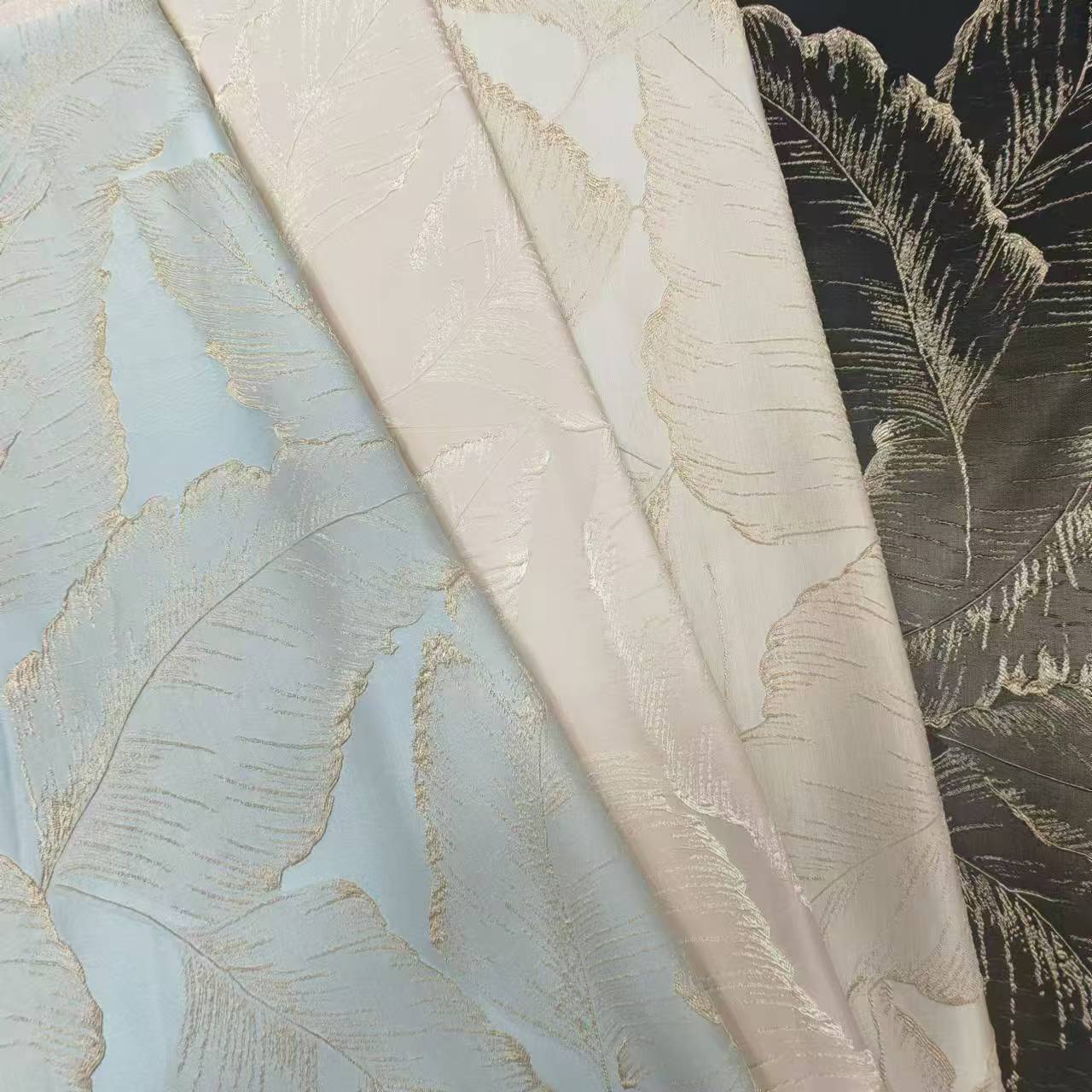 现代轻奢树叶立体提花肌理布料宫廷古风设计师服装女装面料批发