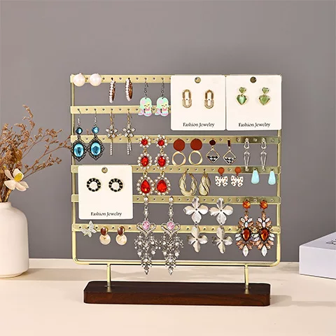 In-Stock Light Luxury Metal Six-Layer Jewelry Display Stand, Multi-Row Earring Hanger, Night Market Stall Live Broadcast Dedicated Jewelry Rack