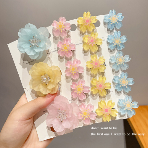 Charming Fairy Tale Cherry Blossom Hair Pin Kids' Headband Sweet Princess Braided Hair Clip Summer Girl Cute Flower Edge Hair Clip