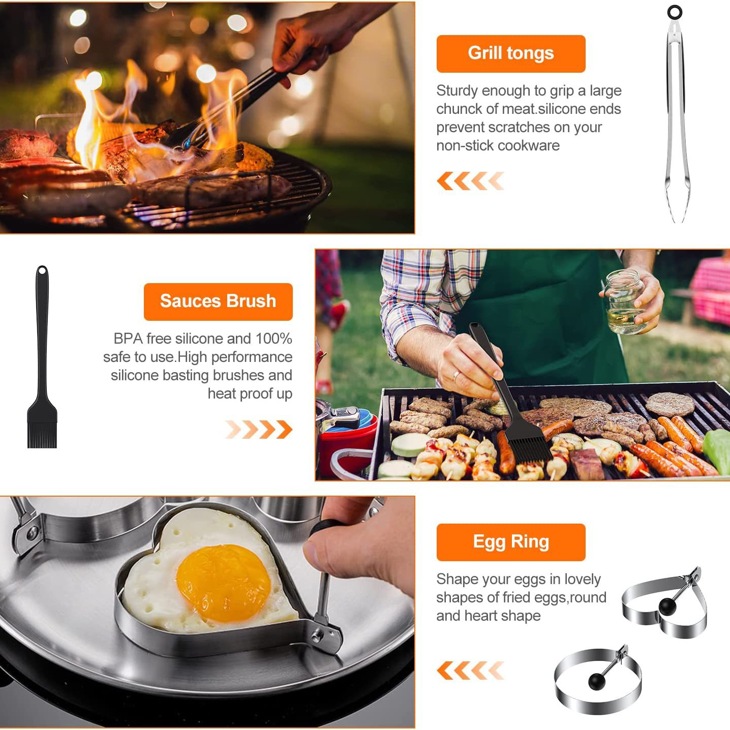 Juego de herramientas de barbacoa de acero inoxidable de Amazon, pala de cocina de barbacoa al aire libre, placa de hierro, pala de barbacoa, combinación de cuchillo, herramienta para hornear