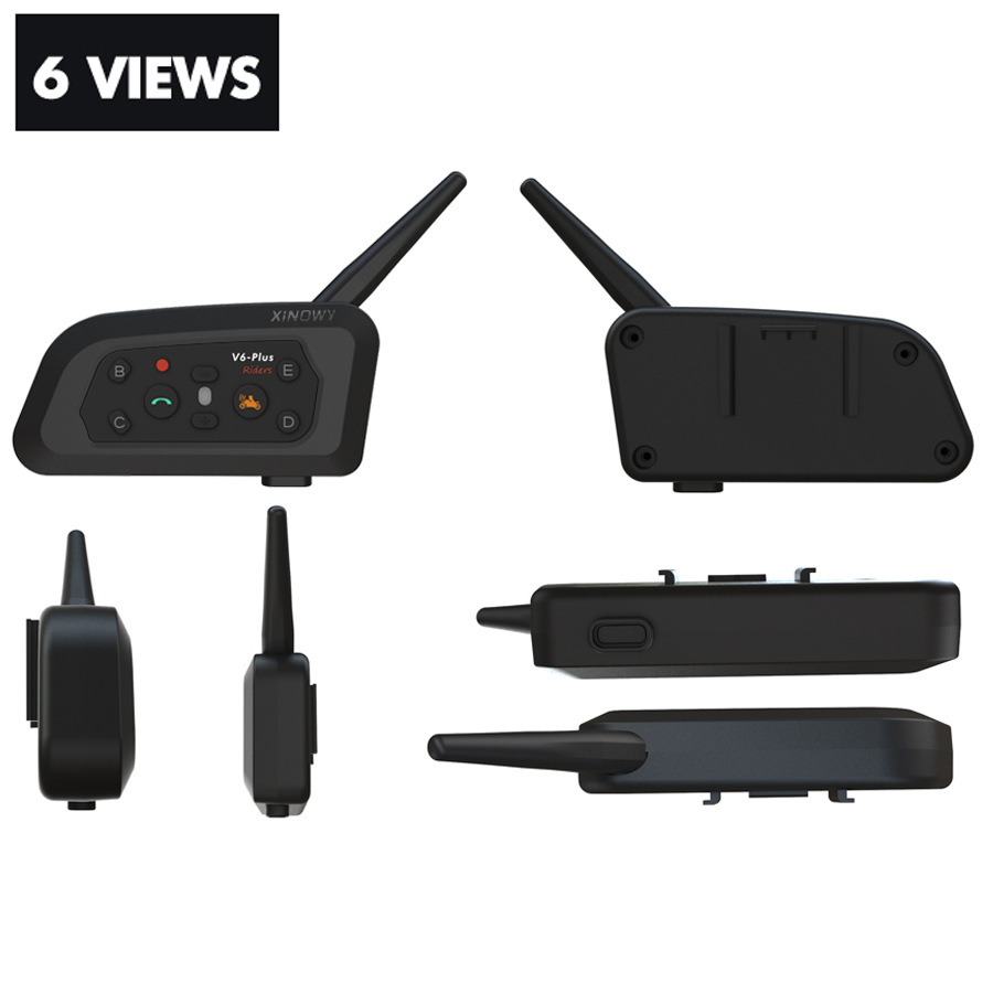 Xinowyv6Plus Motorcycle Helmet Bluetooth Headset for 2 People with Simultaneous Intercom Full-Duplex Helmet Intercom Headset