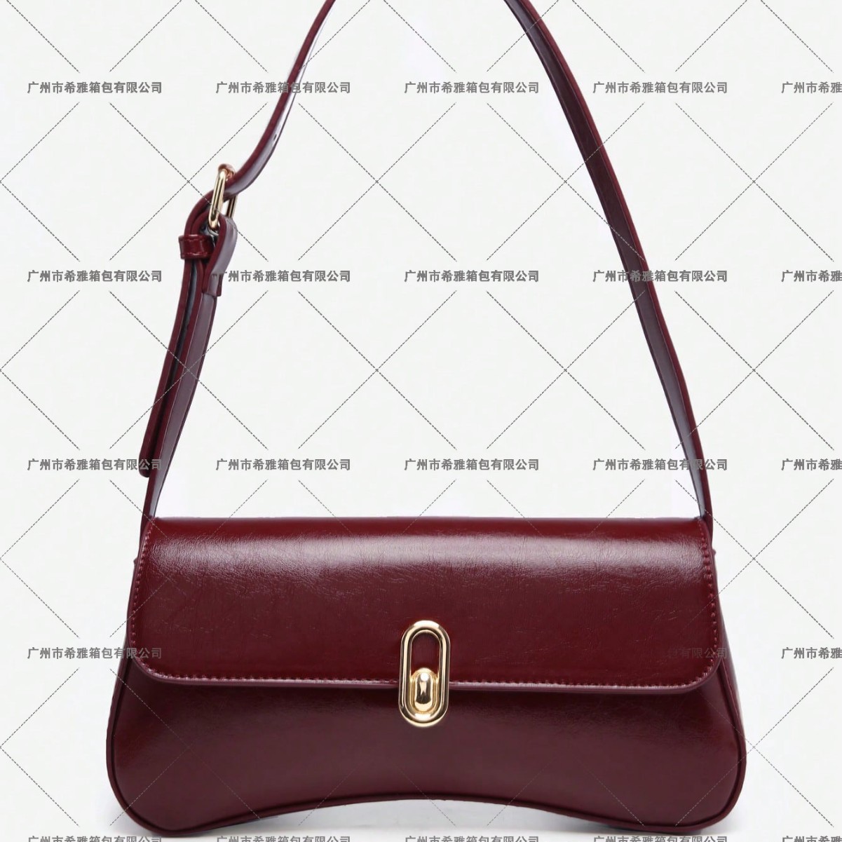 Women's Fashion Retro Angola Red Faux Oil-Wax Leather Clasp Shoulder Bag Underarm Flap Baguette Bag