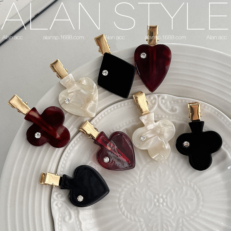 Alan Sweet Girly Star Love ダイヤモンド付きプリンセスヘッドバングヘアクリップ酢酸繊細なヘアクリップサイドクリップ|undefined