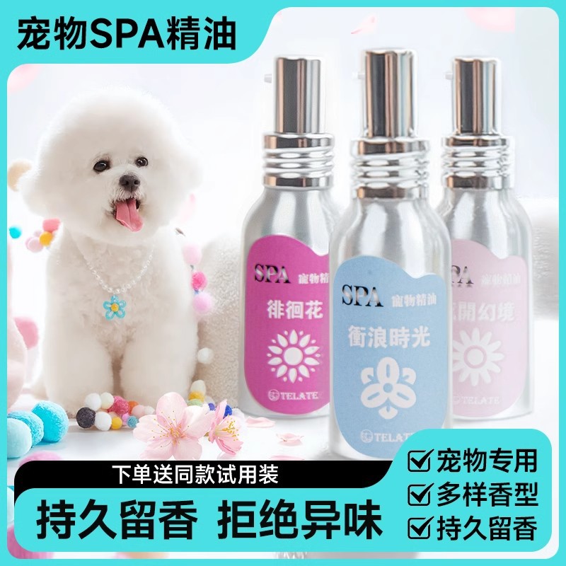 텔레이트 펫 스파 에센셜 오일 헤어 케어 테디 프렌치 불독 향수 오래 지속되는 고양이와 강아지 전용 향수