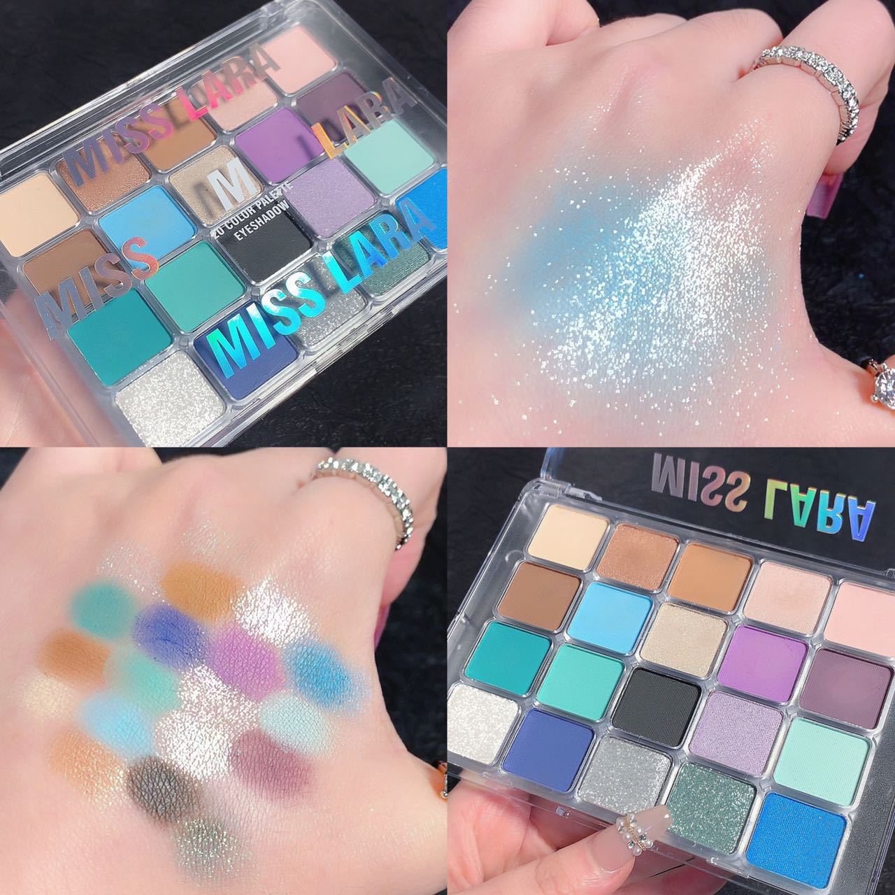 Miss Lara 20-color eyeshadow palette: Dazzling Avocado Glitter, Pearlescent, Matte, student stage Eyeshadow makeup Item Picture
