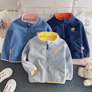 Boys' Spring Coat 2023 New Baby Children's Clothes Children's Clothes Handsome Baby Spring and Autumn Polar Fleece Top