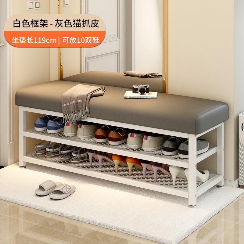 Porta de entrada simple para el hogar armario de zapatos de lujo ligero taburete largo ultra estrecho de gran capacidad paquete blando taburete de cambio de zapatos de metal