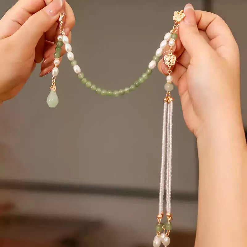 中国服ペンダント、チャイナドレス、漢服、レトロな気質アクセサリー、ロングタッセル、蓮の花の襟、多用途アクセサリー|undefined