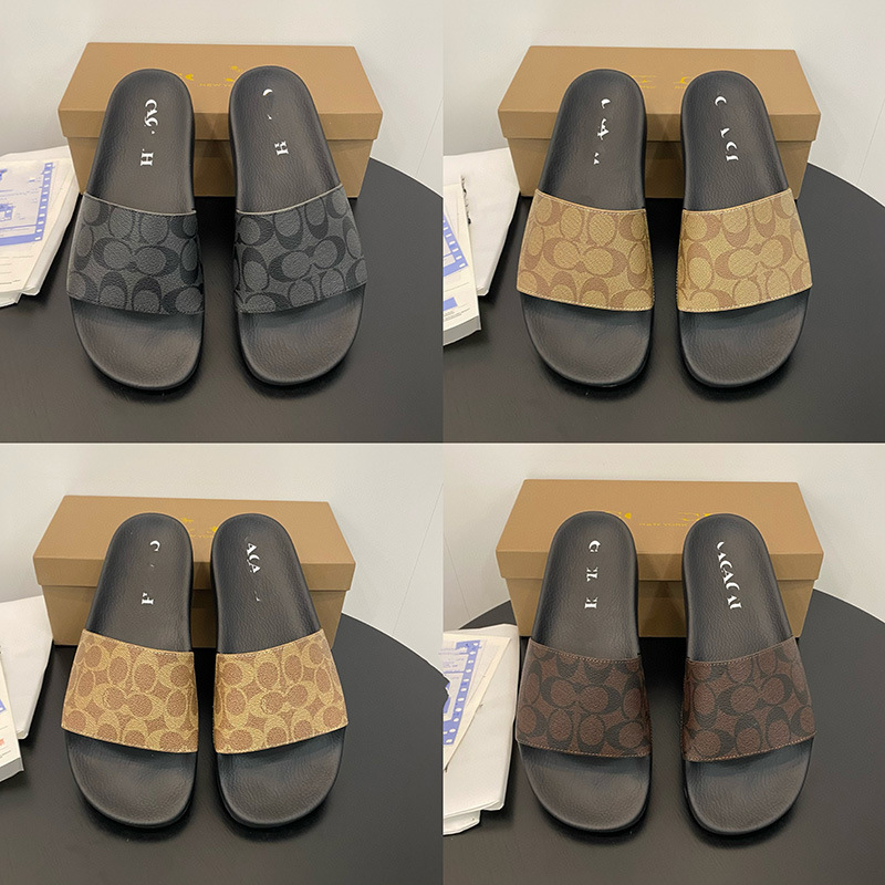 Men’s and women’s slippers 夏潮牌co字母老花防滑一字拖沙滩