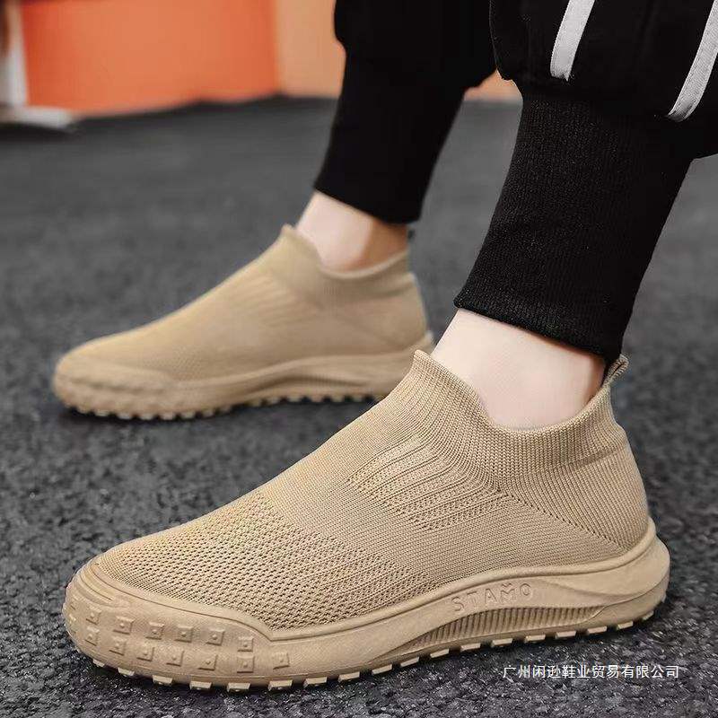 Summer Breathable Men's Shoes Lightweight Thick Sole Non-Slip Pedal Men's New Socks Casual Fashion Cheap Shoes