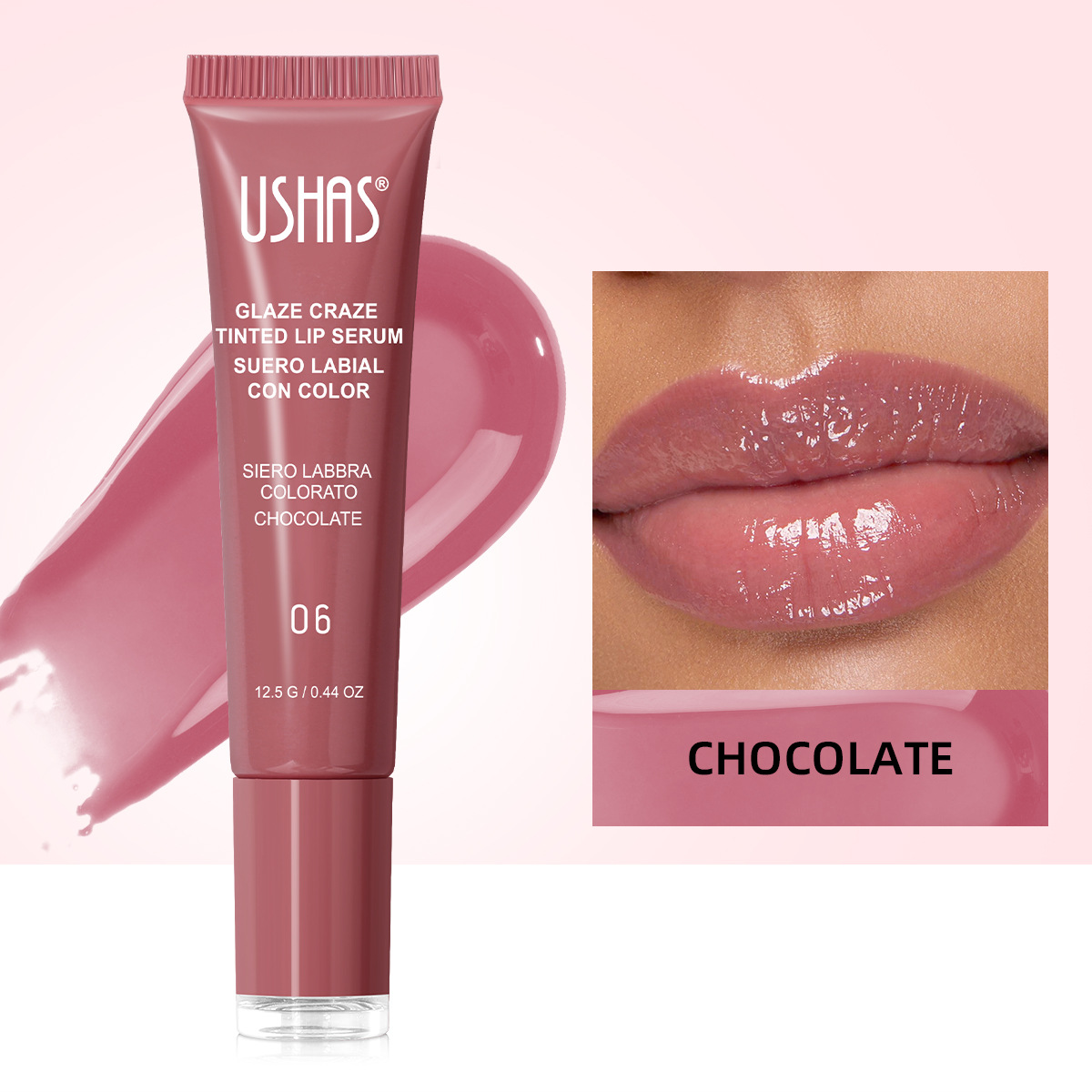 USHAS Europa y los Estados Unidos transfronterizos spot líquido esmalte labial hidratante esmalte labial sin taza de manguera esmalte labial