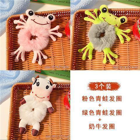 Banda de pelo de conejo de dibujos animados nuevos niños lindo corbata anillo de pelo hembra de peluche conejo cuerda de pelo cabeza de bola accesorios para el cabello hembra