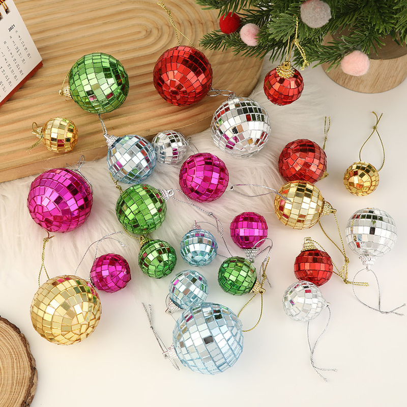 Christmas Party Decoration Colorful Disco Ball Pendant Cross-Border Bar Stage Atmosphere Glass Mirror Ball Props