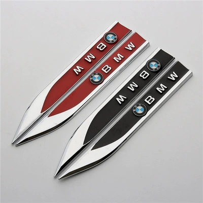 Car fender blade decorative sticker, Car logo - standard-black-bmw-1-pair-of-metal-leaf-blade-fenders