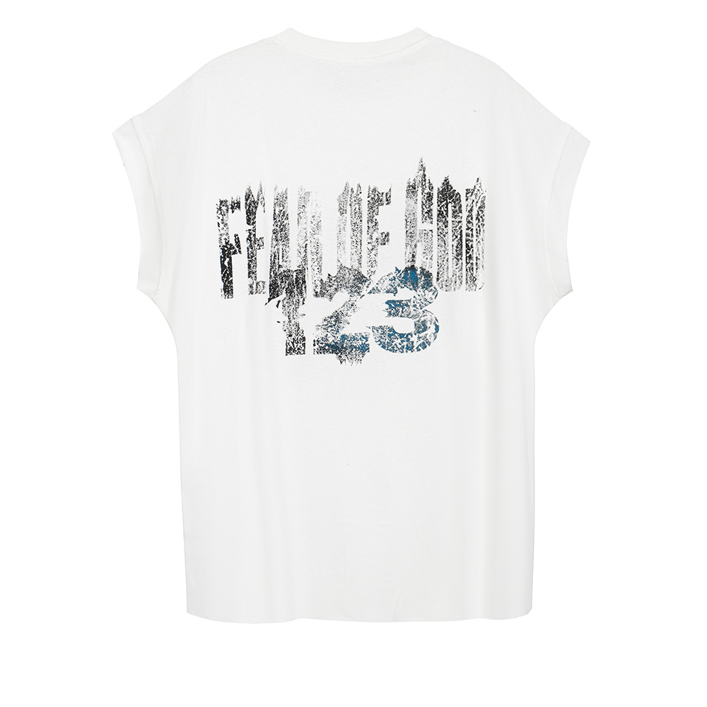 FEAR OF GOD × RRR123 letras imprimidas irregulares debajo del hombro de hombro suelto camiseta de manga corta