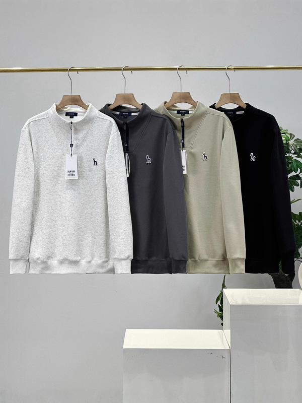 Hazzys/哈吉斯25秋季新款男士半拉链立领华棉卫衣一件代发|undefined