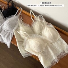 9396オリジナル新作フレンチ刺繍レース小サスペンダーランジェリーレディース深いv三角カップレースメッシュ糸文ブラジャー