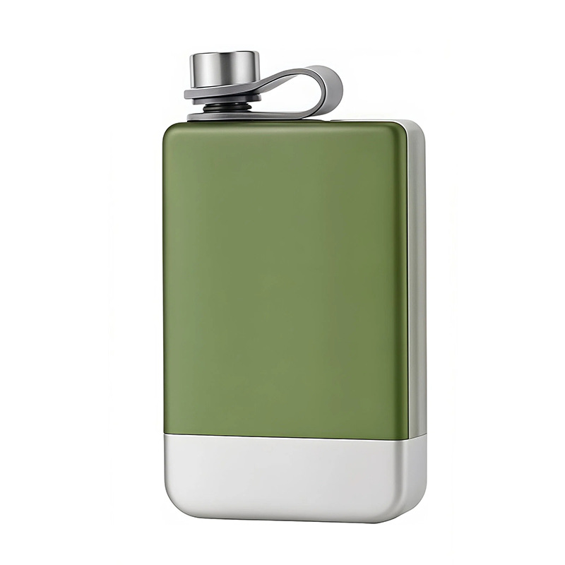 Transfronterizo 304 acero inoxidable 9OZ personalidad tetera cuadrada de vino medio kilogramo al aire libre metal portátil botella de vino al por mayor