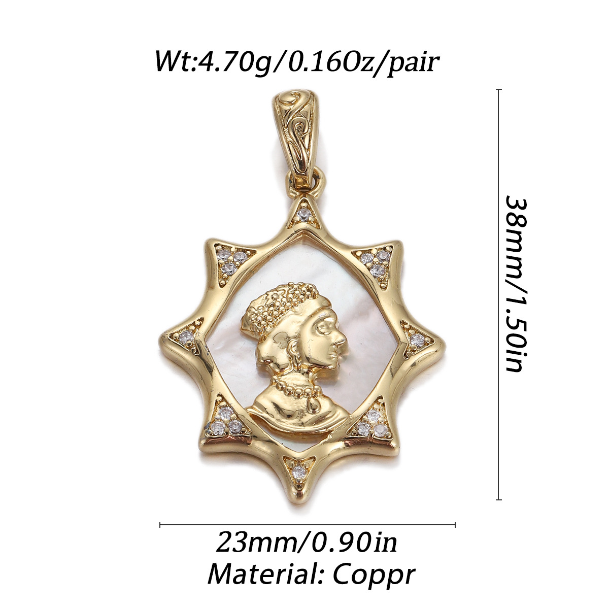 5g Weight Pendant, Chain Jewelry Making Type Copper Chain Material 1 Piece Quantity Holiday, Daily Occasion Copper Material Portrait, Heart Shape Pattern Unisex Gender Plating Design Retro, Simple Style Style 1 Piece Copper Portrait Heart Shape Pendant Chain 1