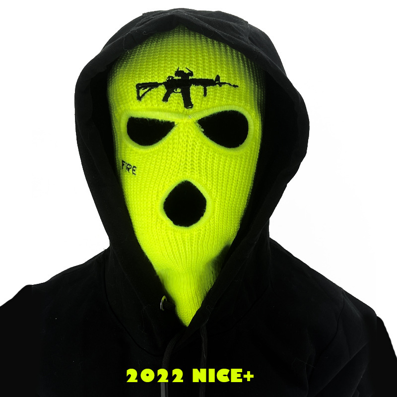 2022 Three-Hole Hat New European and American Popular Niche Embroidered Ski Mask Outdoor Trendy Handsome Trendy Brand 2022 Three-Hole Hat New European and American Popular Niche Embroidered Ski Mask Outdoor Trendy Handsome Trendy Brand