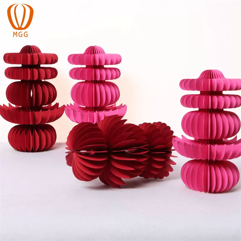 立体喜字红粉色蜂窝摆件蜂窝球新婚订婚装饰布置挂饰流苏灯笼