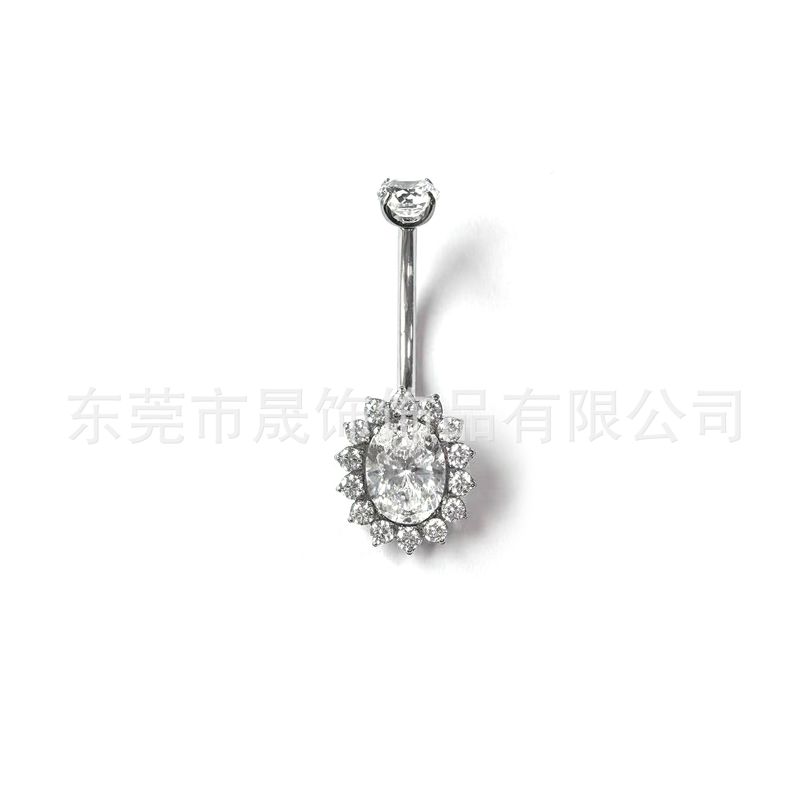 F136 Titanium Navel Ring 太阳 Flower 肚 Navel Ring Studded 5A Cubic Zirconia Navel Ring G23 Implant Grade Titanium Piercing Jewelry 脐饰