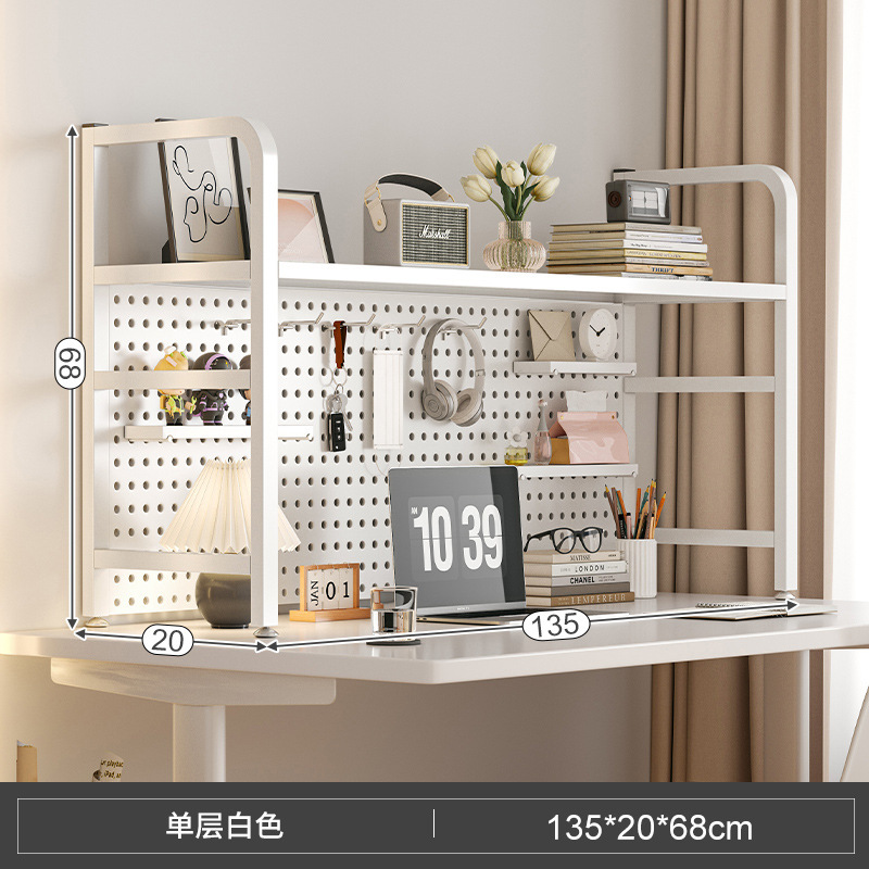 Agujero de escritorio tablero de hierro estantería escritorio rack de almacenamiento dormitorio estante de almacenamiento en capas escritorio hogar organizador rack
